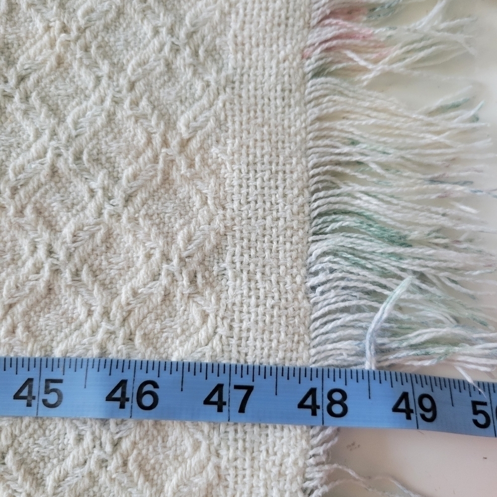 Cottagecore Fringe Hem Knit Throw Blanket Multicolor - Picture 5 of 7